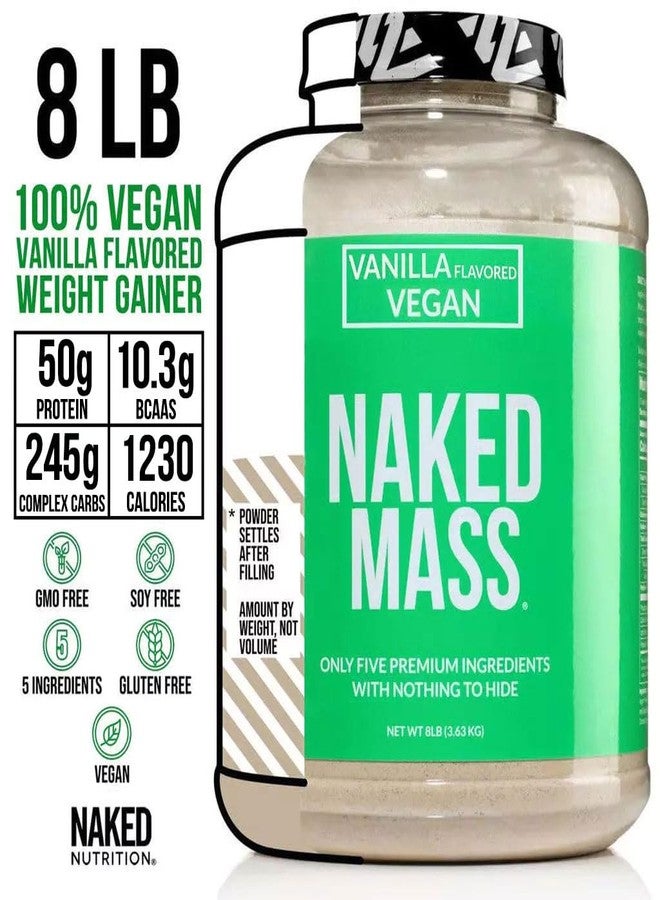 Nakd NAKED Vegan Mass - Vanilla Vegan Weight Gainer - 1,230 Calories, Non-GMO, Soy & Gluten Free, No Artificial Ingredients - 8LB Bulk - 11 Servings - Image 3
